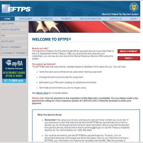 Enroll for EFTPS