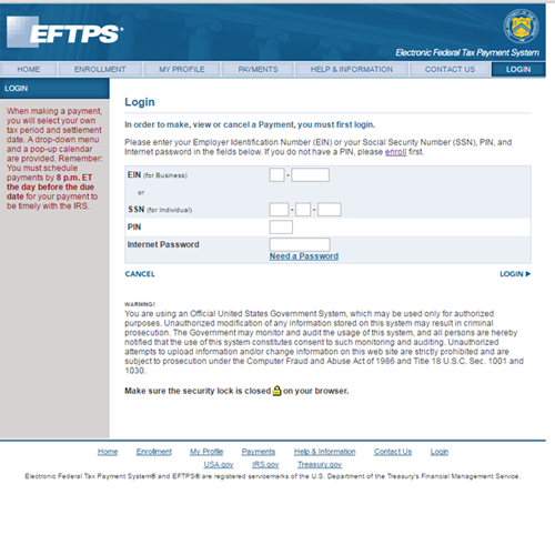 Enroll for EFTPS